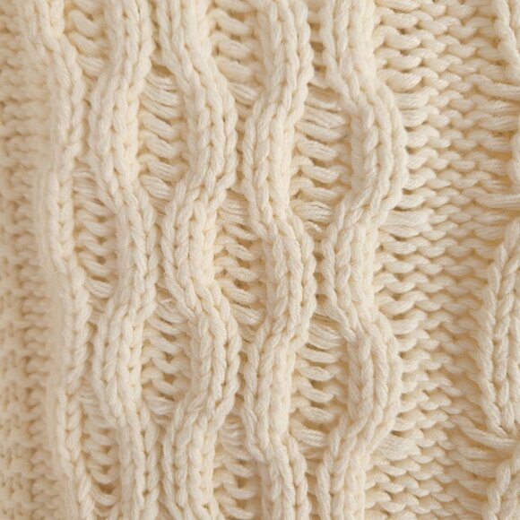 Free People Dream Cable Crewneck Sweater Size Small in Cream - Picture 8 of 13